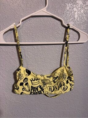 Yellow Graphic Swim Top